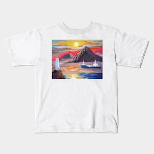 Lighthouse and ship Kids T-Shirt